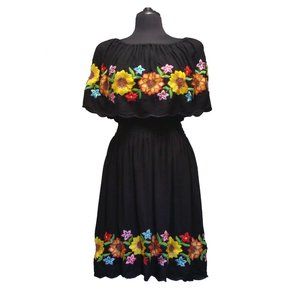 Sunflower Embroidered Short Dress